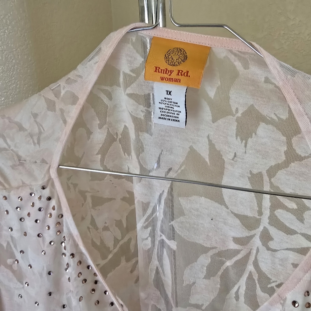 Ruby Rd Beaded Pullover Blouse Short Sleeve - Picture 3 of 3